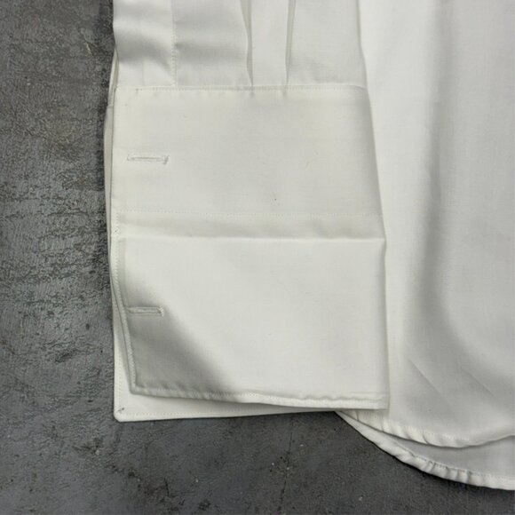 MD Bespoke Tuxedo Shirt White Dress Shirt Custom French Cuff Cotton 16 1/2 Large - Picture 3 of 7